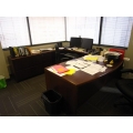  Deep Mahogany Executive C-Suite Desk Bow Front w Credenza